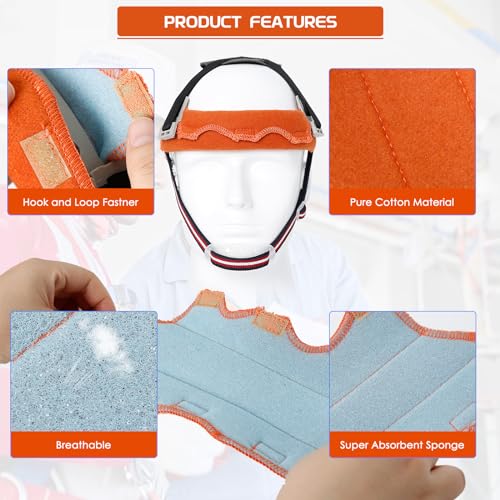 Image of Aolamegs Safe Hard Hat Sweatband- 5PCS Sweat Bands Washable, Hard Hat Liner Replacement, Flame Retardant Cotton Hard Hat Accessories Sweat for Welding Helmet, Construction Hats, Chainsaw Helmet