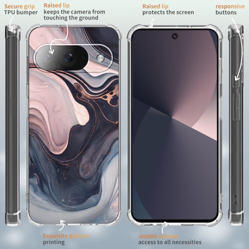 CLATUK for Google Pixel 9 Case Camera Lens Protector, [Marble Slim]+[Anti-Drop Shockproof Protective] Soft TPU Women Stylish Pixel 9 Phone Covers 2024 6.24 Inch - image 6