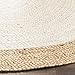 SAFAVIEH Area Rug 3' Round - Natural Fiber Collection - Ivory & Natural Brown, Handmade Jute, Braided Border Design (NF801M)
