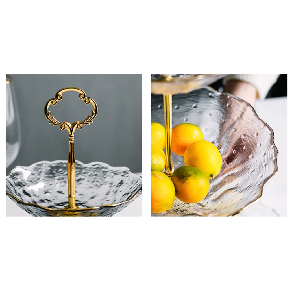 Postres Soporte Escalonado para Servir postres de Vidrio Transparente Soporte para Pasteles con luz de Poste Dorado Bandeja de Torre de Aperitivos de Frutas de Lujo para Fiesta de té Boda Frutos
