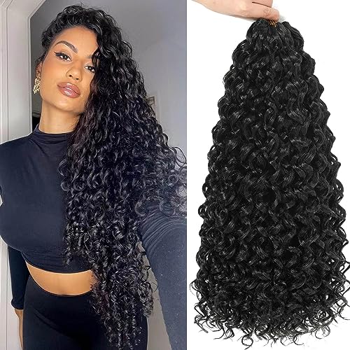 GoGo Curl Crochet Hair 18Inch 6Packs Synthetic Braiding Hair Extensions Curl Crotchet Hair for Women (18 Inch (Pack of 6), 1B#)