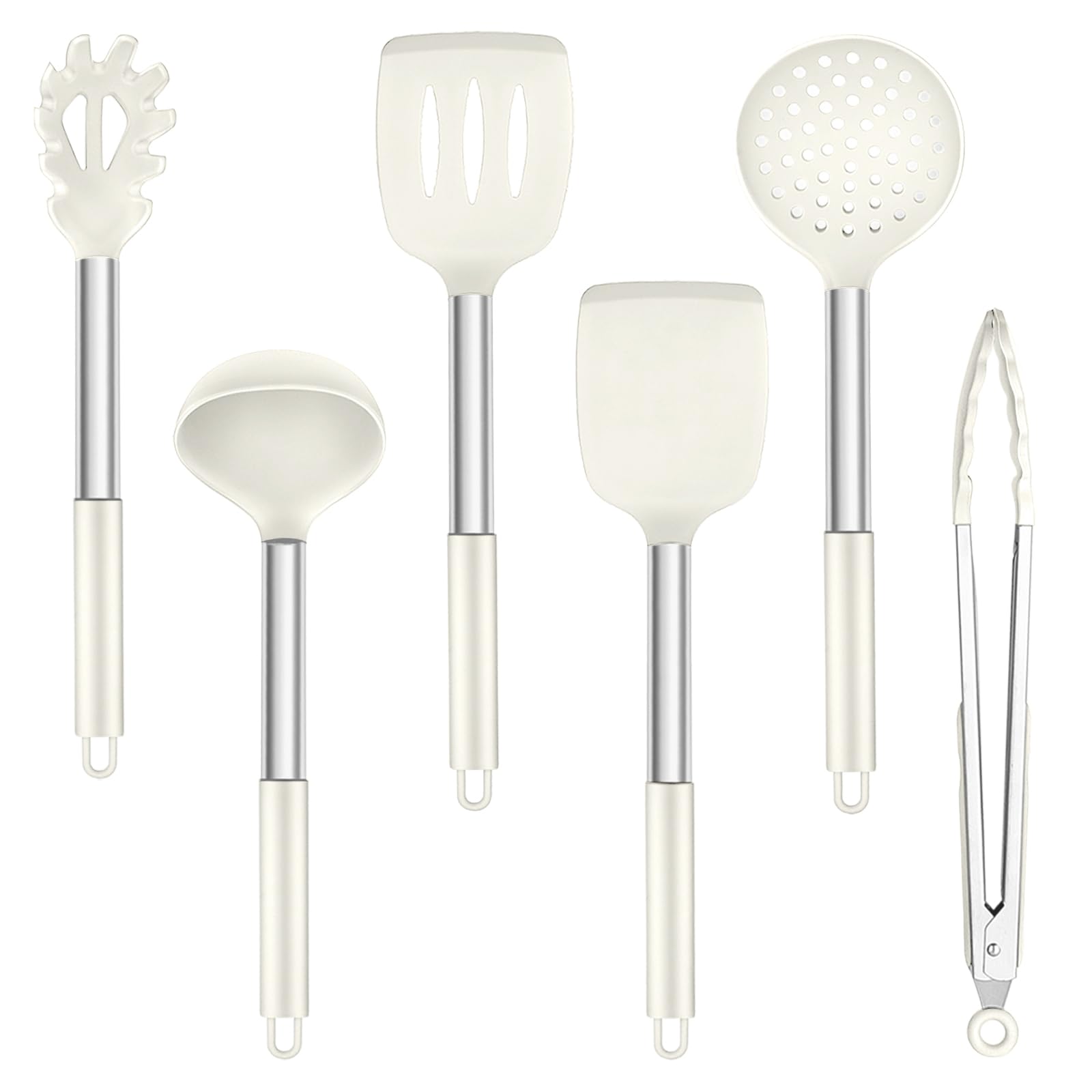 TeamFar 5-teiliges Silikon-Kochutensilien-Set Mit Edelstahlgriff – Hitzebeständig Bis 230°C, Kratzfrei