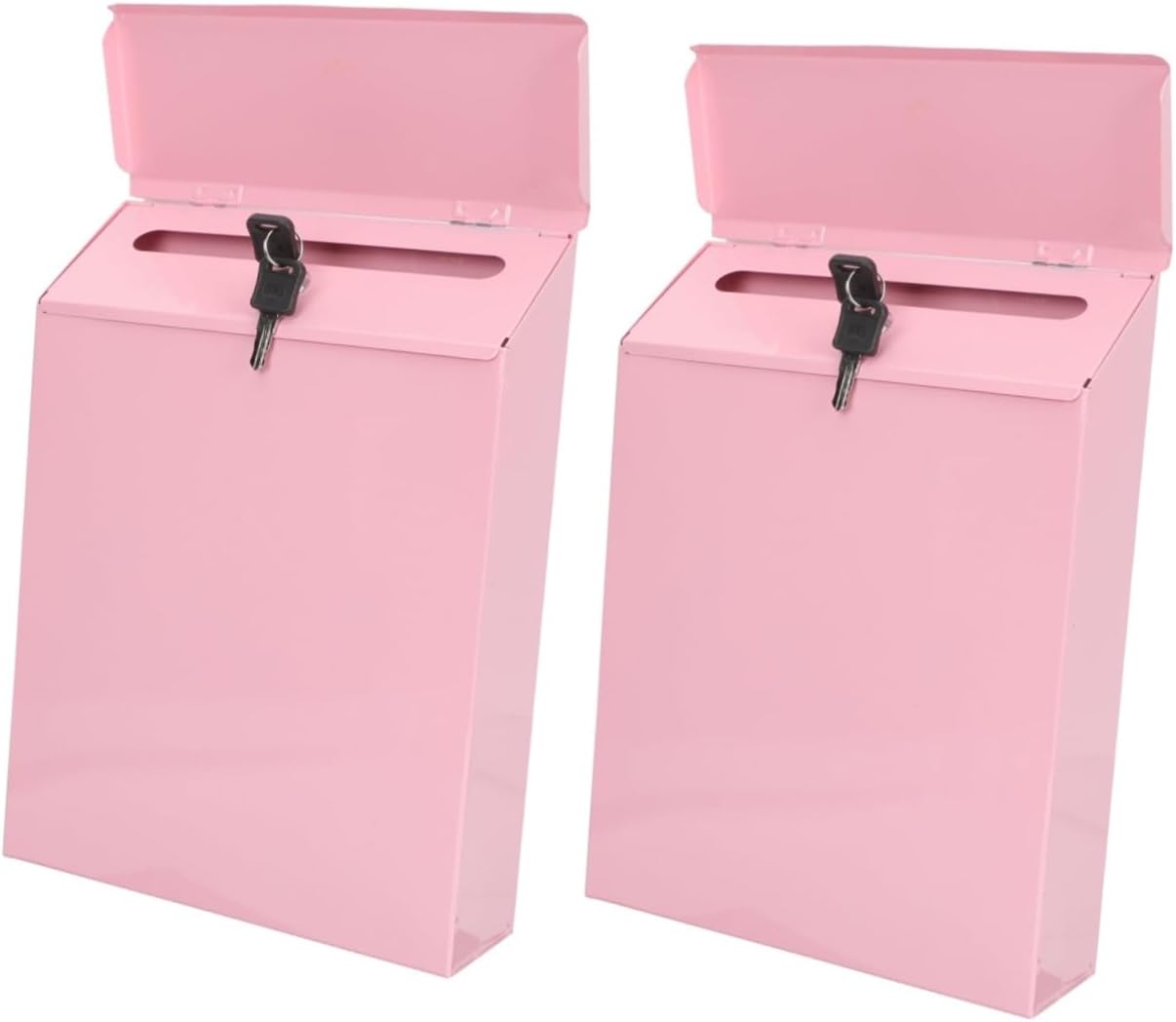Hemobllo 2pcs Box Mailbox with Lock Box Mailbox Lock Mail Holder Letter Wall Mounted Mailbox Vintage Mailbox Drop Stickers Money Mail Boxes Mail Accessory Wall-mounted Iron Cake Pink Office