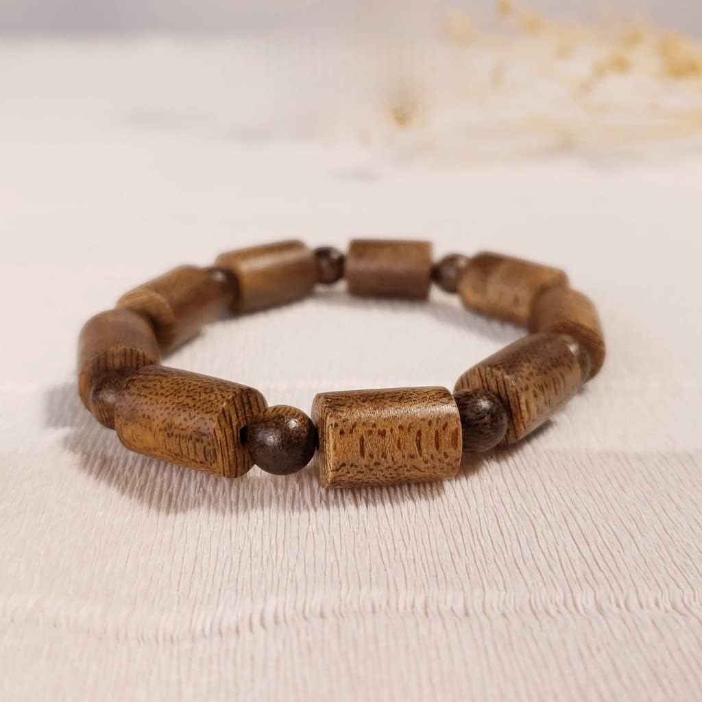 Cylinder Block Agarwood Bracelet, Vietnamese Agarwood with Gentle Scent, Wild Agarwood Bead Bracelet, Agarwood Necklace, Men Women Bracelet