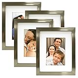 MCS 8X10 Gallery Picture Frame Matted to Display 5X7 Pictures Glass Front (Champagne) 4 Pack
