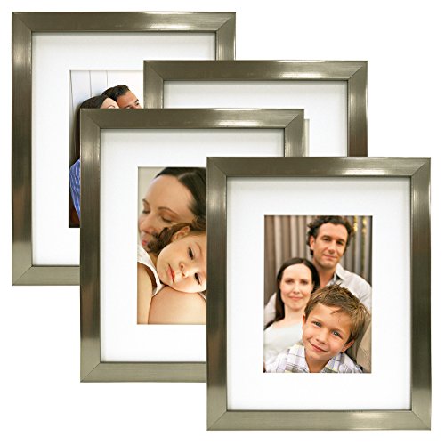 MCS 8X10 Gallery Picture Frame Matted to Display 5X7 Pictures Glass Front (Champagne) 4 Pack