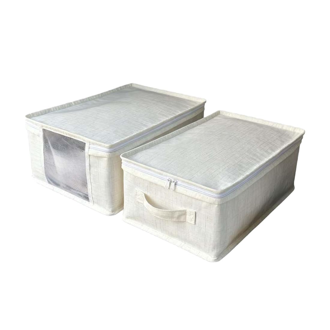 Linen Organizers and Storage Foldable Bed Sheets Set Organizer and Storages Folding Bedding Storage Box with Window for Bedsheets Blanket Duvet Cover and Pillowcase Set of 2 Small