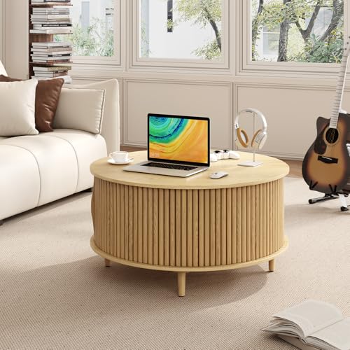 JOINICE Fluted Round Coffee Table