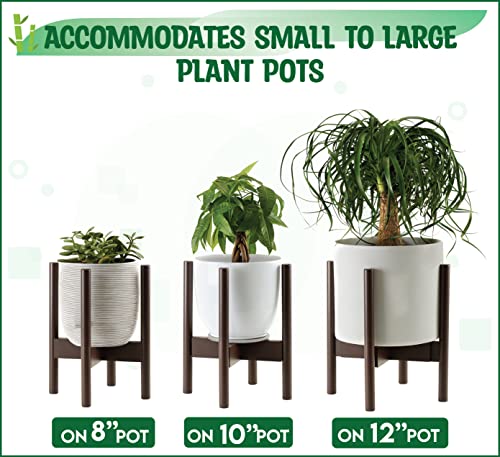Zpirates Plant Stand Indoor, Outdoor - Tall 14-Inch, Adjustable 8 To 12-Inch Wide - Small To Large Planter Pot And Flower Vase Holder - Dark Bamboo Wood #TOP7