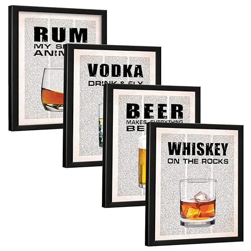 Image of Chaka Chaundh - Alcohol Quotes Frames - Bar Quotes with Frames - Beer, Whisky Quotes Wall Frames - Rum, Vodka Quote for Poster Decor - (14 X 11 Inches) (Vintage Newspaper - Set of 4 - Bar Framed Poster)