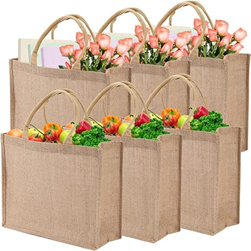 DEAYOU Pack Large Jute Burlap Tote Bag, Jute Beach Bag with