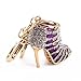 Lady Gift Rhinestone Stiletto Fashion Lady's High Heel Shoe Rhinestone Alloy Keychain Keyring Women Phone Bag Car Pendant Accessories (Purple)