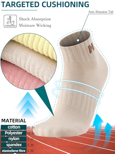 Image of Women's Ankle Socks 6 Pack,White non slip workout running socks with moisture wicking and arch support