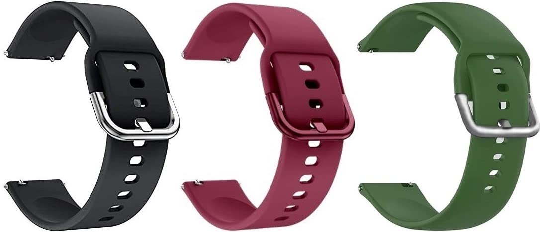 TechMount� 20MM Silicone Metal Buckle Straps Compatible with Noise X-Fit 1,Amazfit GTS 2 Mini, Amazfit Bip,GTS,Galaxy Watch Active 2 (20MM SMARTWATCH Metal Buckle Strap, Black/Wine/Green) (B09TWG9TDF) Amazon Price History, Amazon Price Tracker
