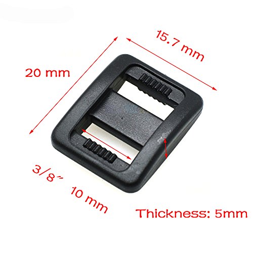 50Pcs 3/8" Plastic Slider Tri-Glide Adjust Buckles Backpack Straps Webbing 10Mm Black #TOP1