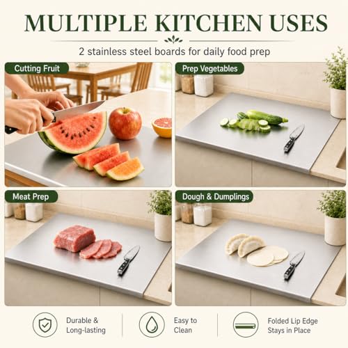 2 Tablas de Cortar Rectangulares de Acero Inoxidable miniatura 5