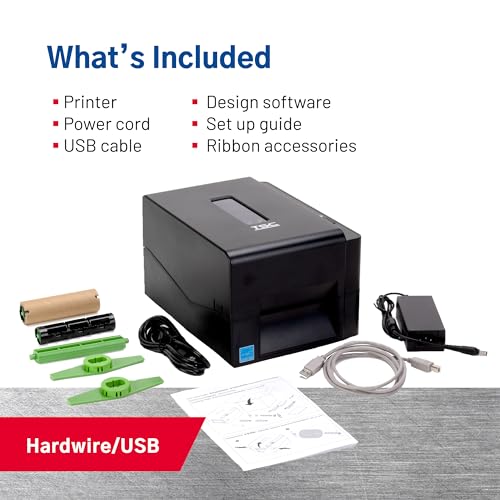 Image of TSC TE200 Desktop Thermal Label Printer for Postage, Shipping Tags, Receipts, Barcodes, Retail, Small Business, School, Home Office, and Stickers, USB Connection, 4 Inch Width