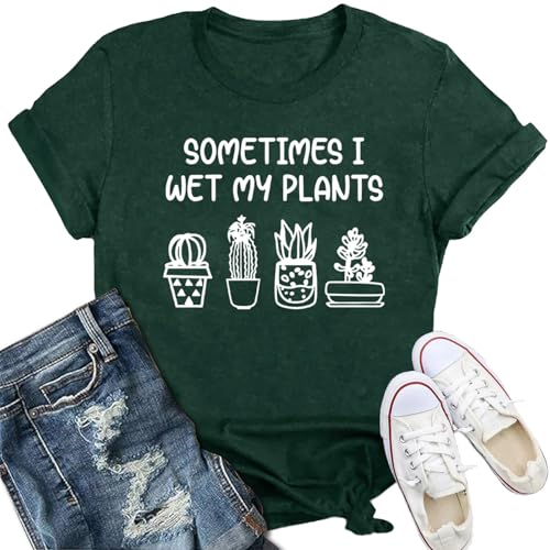 IFQ Garden Shirts for Women Plant Lover Crewneck T-Shirt Casual Gardener Short Sleeve Tee