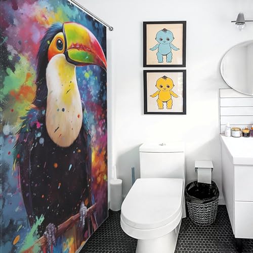 Rideau de douche toucans imperméable en polyester lavable pour baignoire 122x183cm - 3