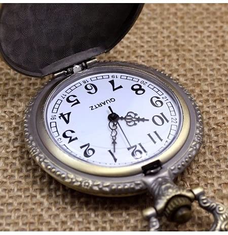 Image of AUGEN Pocket Watch Metal Keychain Dad Retro Vintage for Gifting With Key Ring Anti-Rust (Pack Of 1)