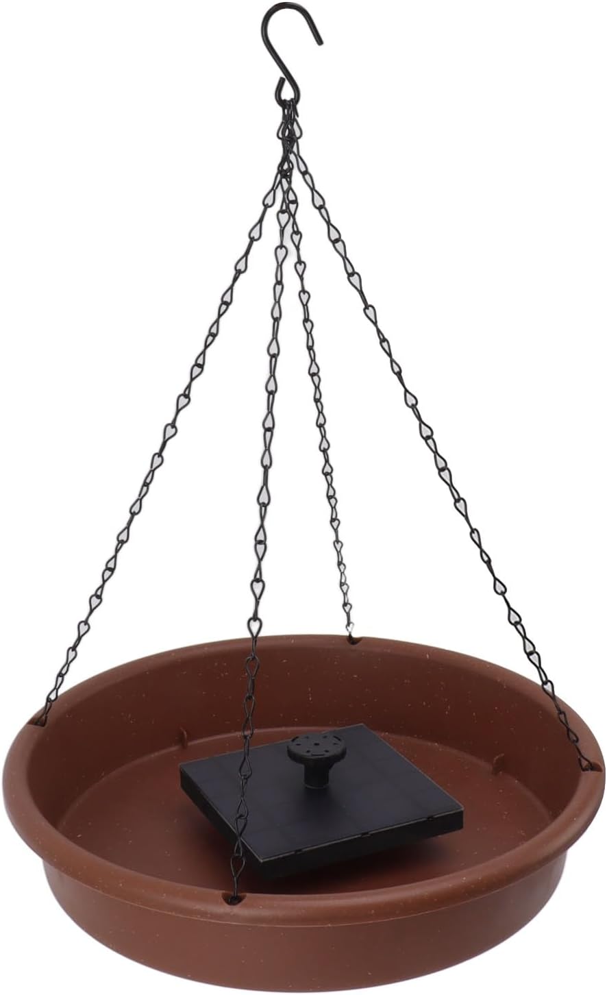 Luqeeg Solar Powered Birdbath Fountain 1.4W Solar Powered Hanging Round Bird Bath Pump Bowl 6 Nozzle A Variety of Water Patterns DIY Bird Bath Set for Garden Outdoor Yard Parks