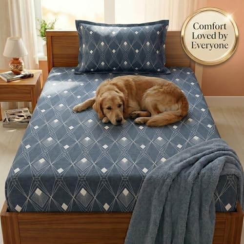 Image of Mafatlal 125 GSM Merino Single Size Bedsheet with Pillow Cover | 90 x 60 Inches | Soft, Breathable & Lightweight | Grey