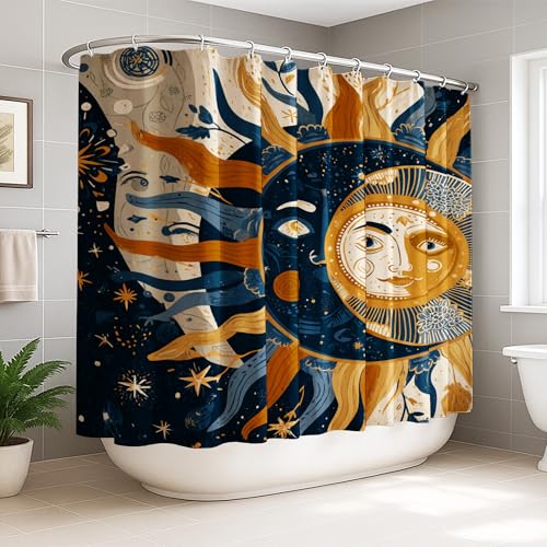 Rideau de douche extra large soleil bohème 274x183cm imperméable - 2