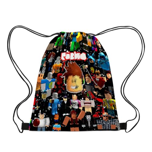 SZCIIRDM Roblx Turnbeutel Kordelzug Rucksack für Jungen Mädchen, Roblx Sportbeutel Gym Bag Leichter Sporttasche für Schule Reisen