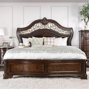 Furniture of America Jordan Wood King Panel Bed in Brown Cherry