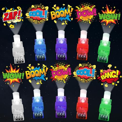 CHUNNIN 36 PCS Super Theme Hero Party Favors Hero LED Light Up Finger Lights, Glow in the Dark Hero Party Finger Light Bulk for Chriatmas Goodie Treat Bags Stuffers Super Birthday Party Supplies