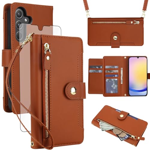 Samsung Galaxy A25 5G étui portefeuille zippé pour femme avec béquille et porte-cartes