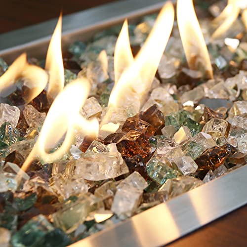 Utheer Fire Glass For Fire Pit, 1/2 Inch Reflective Tempered Fire Glass For Propane Fire Pit, Blended Colored Fire Pit Rcoks Safe For Outdoors And Indoors Fire Pit Table, 10 Lbs #TOP4