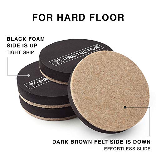 X-Protector Felt Furniture Sliders Hardwood Floors 8 Pcs 3 1/2 Inch - Furniture Slider Heavy Duty Felt Sliders Hard Surfaces - Move Your Furniture Easily & Safely! #TOP3
