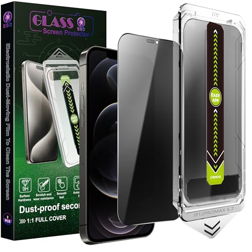 Image of 2 Pack Anti-Spy Privacy Screen Protector for iPhone 12 Pro Max(6.7-Inch),9H Tempered Glass,Full Coverage,Anti-Fingerprint,Auto Dust Removal,Bubble-Free,Easy Installation