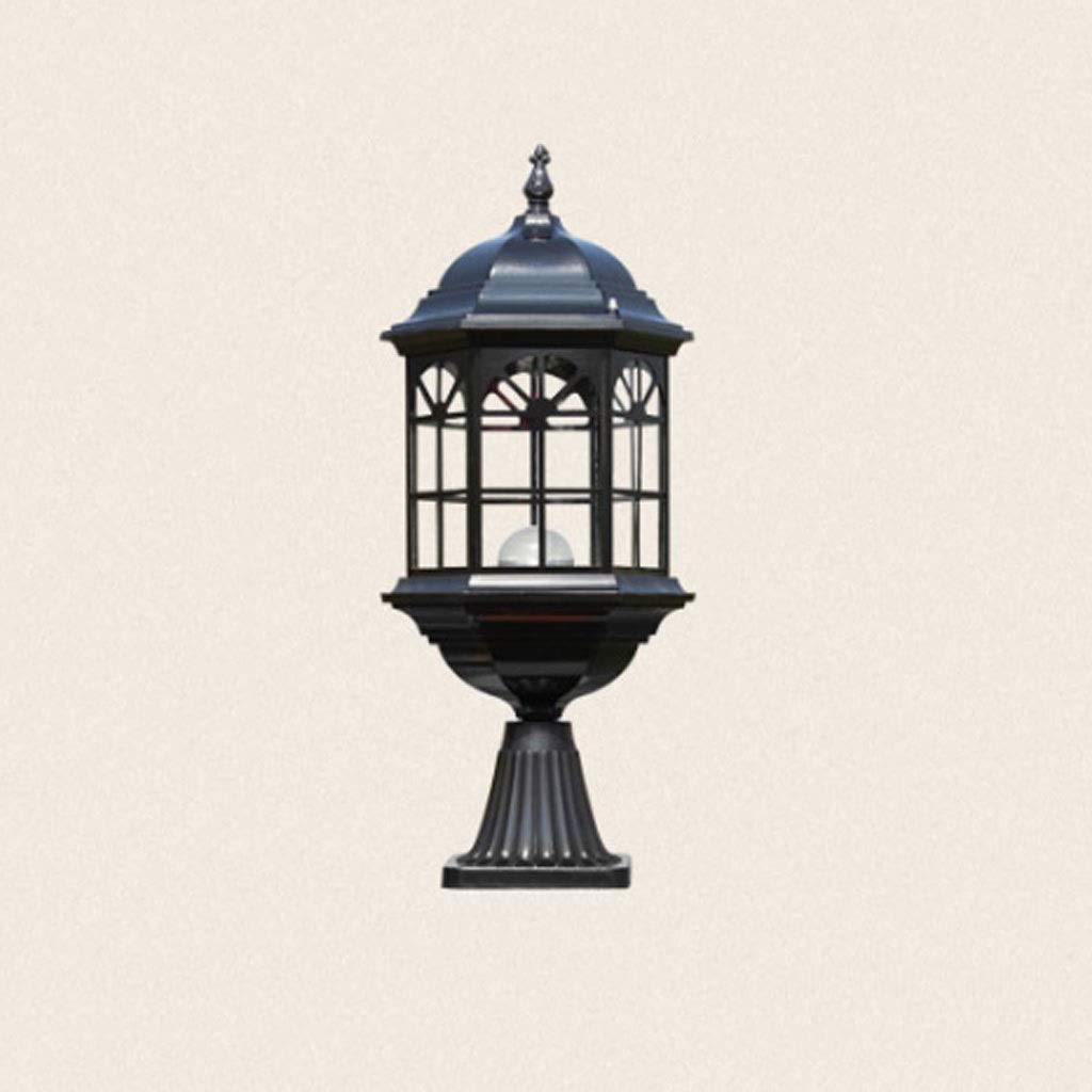 VDOQTLJT Outdoor European Style Column Head Lamp Entrance Wall Courtyard Street Garden Black Villa Balcony Lawn Waterproof Lamps