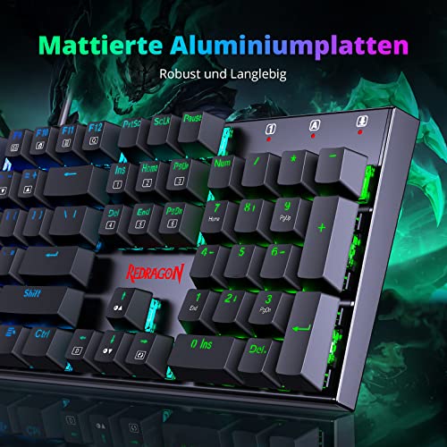 Tastiera da gioco, , tastiera meccanica con interruttori rossi, tastiera da gioco completamente programmabile, RGB, anti-ghosting 105 tasti per Windows PC Mac (layout tedesco) - Tastiera gaming - Immagine 5