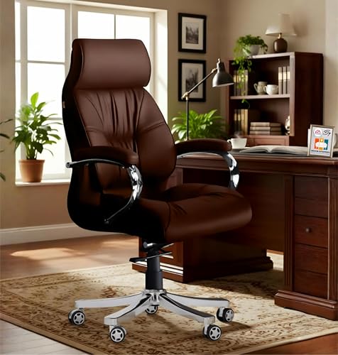 Image of S-91 PRO Browns Iran Arms /Luxury Comfort of Torshan Mechanism Victory Ergonomic Leatherette Executive High Back Revolving Desk Office Chair