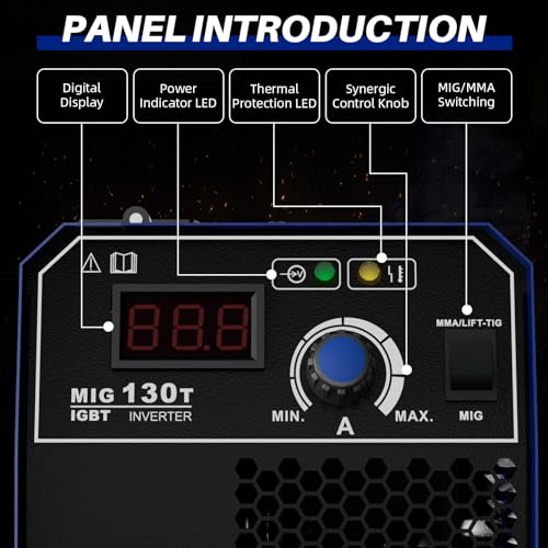 RILAND 130A MIG Welder, 3-in-1 Flux Core Welder, MIG/Lift TIG/Stick Welding Machine 110v with Synergic Control, IGBT Inverter Portable Gasless Welder Equipment with Welding Gun and 1lb Welding Wire - Image 6