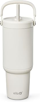 Ello Oasis Go+ 32oz Tumbler with Top Handle and Retracting Straw | Reusable Insulated Stainless Steel Cup, 100% Leakproof Water Bottle, 24 Hours Cold, Cup Holder Friendly For Travel | Mineral