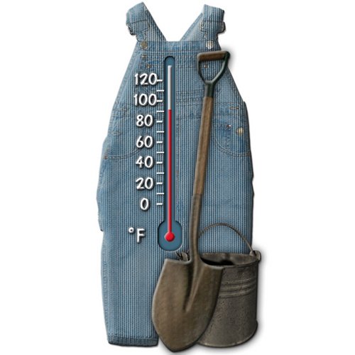 Garden Treasures 5 inch Thermometer Cute Pair of Overalls with Pail and Shovel