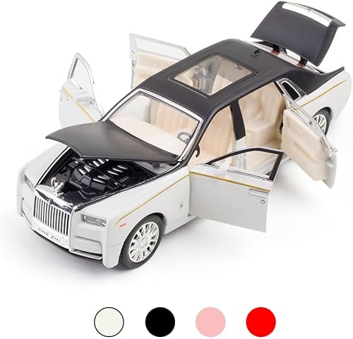 Carros de juguete de metal de Rolls-Royce Phantom, escala 132 Rolls-Royce modelo de autos fundidos a presión con puerta, sonido, luz, tira hacia