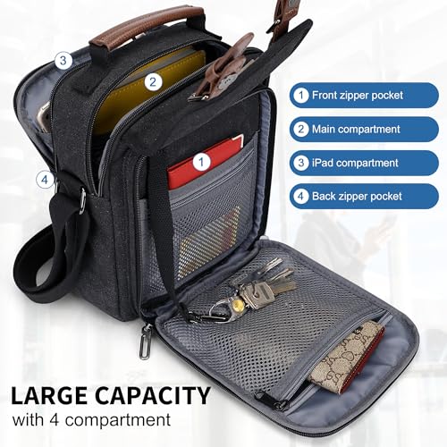 WITZMAN Crossbody Bag for Men Small Canvas Vintage Messenger Bag Man Purse Satchel Shoulder Bags for Work Travel3