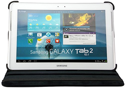 Samsung Tab 2 Case,Flying Horse Lichee Pattern 360 Degrees Rotating Stand Pu Leather Case For Samsung Galaxy Tab 2 10.1 P5100 Auto Sleep/Wake Tablet （Black） #TOP3