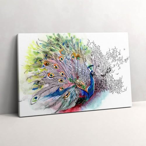 Image sur toile paon coloré pour illuminer votre salon moderne