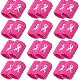 Leyndo 24 Pcs Breast Cancer Awareness Wristbands, Rose Red