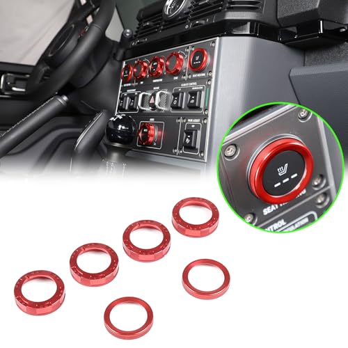 PIUGILH Klimaanlage Lautstärkeregler Ring Knopf Abdeckung Geeignet für INEOS Grenadier 2020-2024,Klimaanlage Knopfabdeckung,Auto Interieur Innendekoration Zubehör (Rot)
