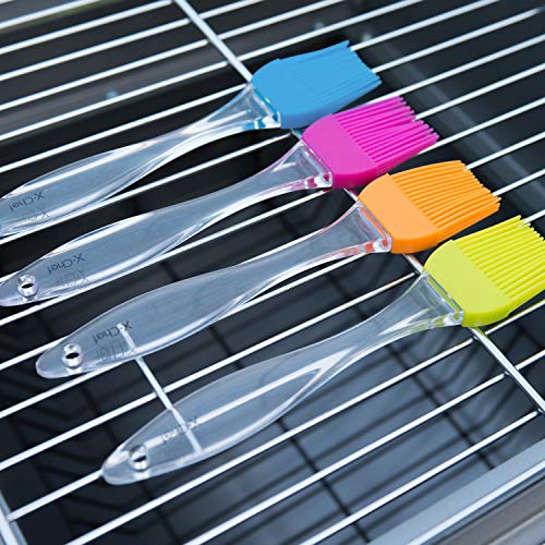 X-Chef Silicone Basting Pastry Brushes for Cooking Baking BBQ, Kitchen Brush for Food Butter Grilling Sauce, Heatproof, Dishwasher Safe Flexible Easy Clean, BPA Free, Set of 4