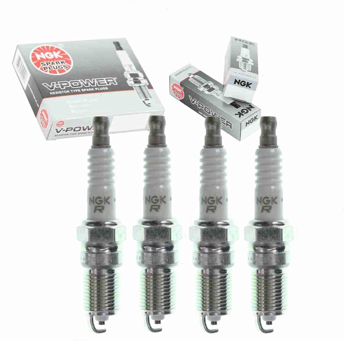 4 pc NGK V-Power Spark Plugs compatible with Pontiac Sunfire 2.2L 2.3L 2.4L L4 1995-2002