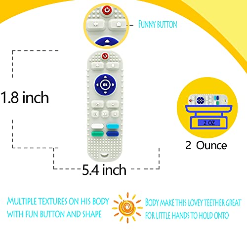 Remote Control Teether Toy For Babies 6 To 12 Months,Baby Teething Toys Tv Remote Shape With Pacifier Clip（White） #TOP3