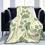 Floral Animal Paw Print Flanell Fleece Decke, Weiche Warme Decken Tagesdecke/Bettdecke/Bettlaken 200x150 cm
